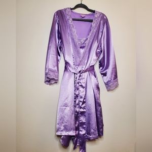 Nwot Amoureuse purple Satin Nighty with Robe 18-20 size large